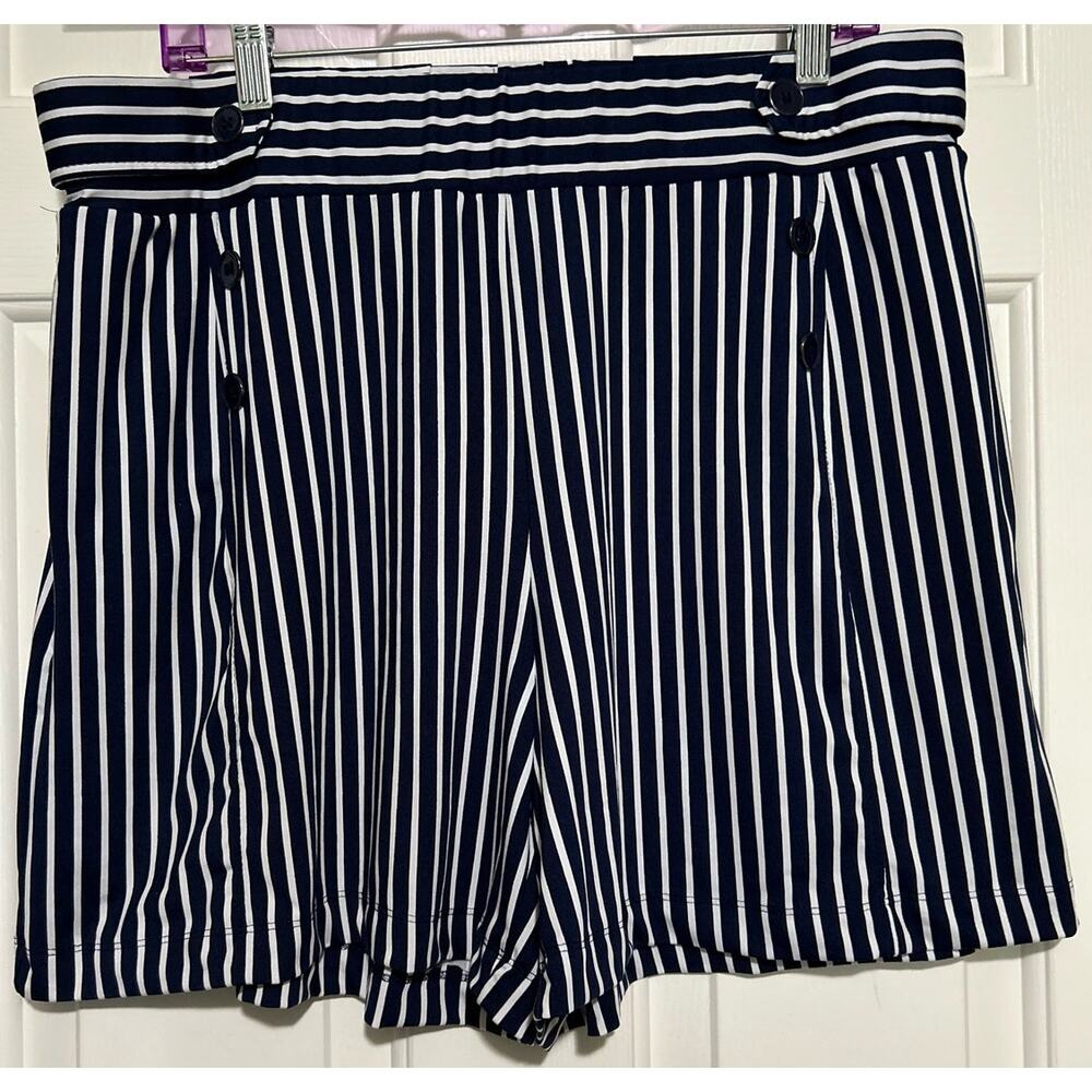 Robert Louis Women's Blue White Striped Dress Shorts Elastic Waist Size 3X